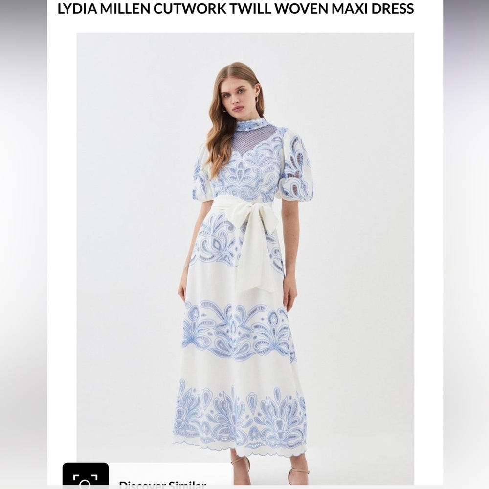 Karen Millen x Lydia Millen CUTWORK TWILL WOVEN MAXI DRESS